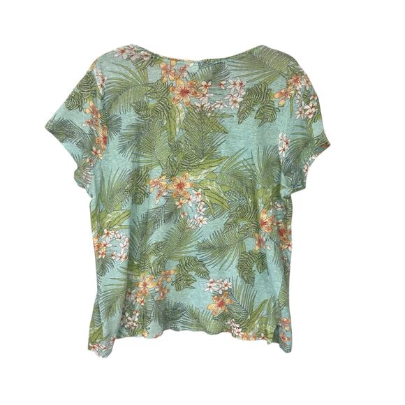 J Jill Love Linen Tropical Print Top Size Large Summer Vacation Hawaiian Shirt - Picture 2 of 10